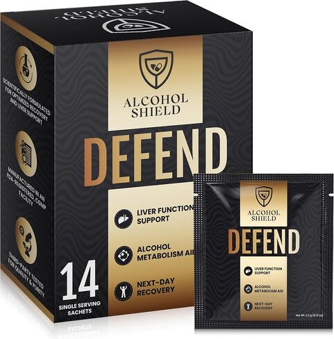 Defend Hangover Supplement | Dual-Phase Alcohol Recovery & Liver Support | Feel Better After Drinking | Probiotic & Digestive Support | Next-Day Balance & Focus | 14 Single-Serve Sachets in Saudi Arabia