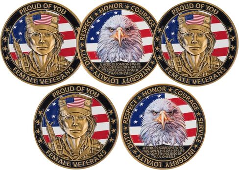 Veteran Honor Commemorative Coin - Soldier & Bald Eagle Design, Double-Sided Engraving, Honoring Our Heroes, Challenge Coin, 1.57 Inch with Protective Case in Kuwait