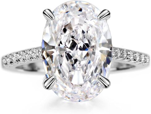 Michooyel 4.5CT Oval Cut Engagement Ring for Women Rhodium Plated Sterling Silver 5A Grade Cubic Zirconia Solitaire Women‘s Ring Promise Ring in Saudi Arabia