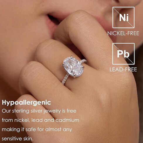 Michooyel 4.5CT Oval Cut Engagement Ring for Women Rhodium Plated Sterling Silver 5A Grade Cubic Zirconia Solitaire Women‘s Ring Promise Ring in Saudi Arabia