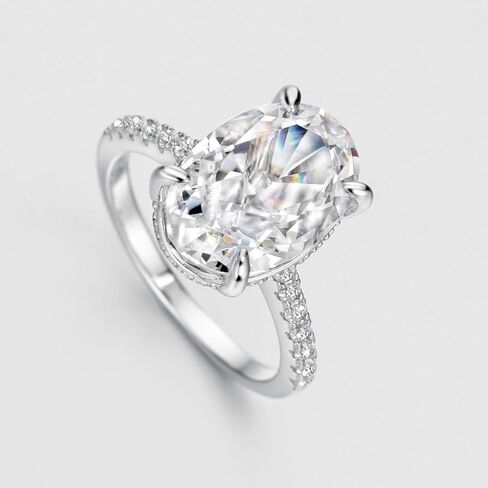 Michooyel 4.5CT Oval Cut Engagement Ring for Women Rhodium Plated Sterling Silver 5A Grade Cubic Zirconia Solitaire Women‘s Ring Promise Ring in Saudi Arabia