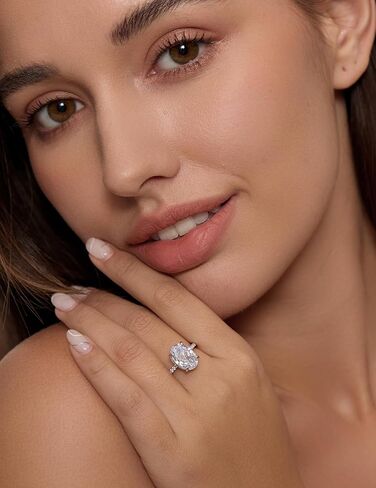 Michooyel 4.5CT Oval Cut Engagement Ring for Women Rhodium Plated Sterling Silver 5A Grade Cubic Zirconia Solitaire Women‘s Ring Promise Ring in Saudi Arabia