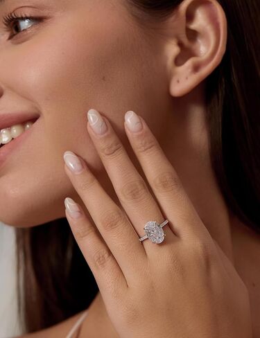 Michooyel 4.5CT Oval Cut Engagement Ring for Women Rhodium Plated Sterling Silver 5A Grade Cubic Zirconia Solitaire Women‘s Ring Promise Ring in Saudi Arabia