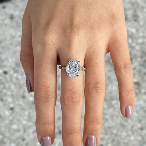 Michooyel 4.5CT Oval Cut Engagement Ring for Women Rhodium Plated Sterling Silver 5A Grade Cubic Zirconia Solitaire Women‘s Ring Promise Ring in Saudi Arabia