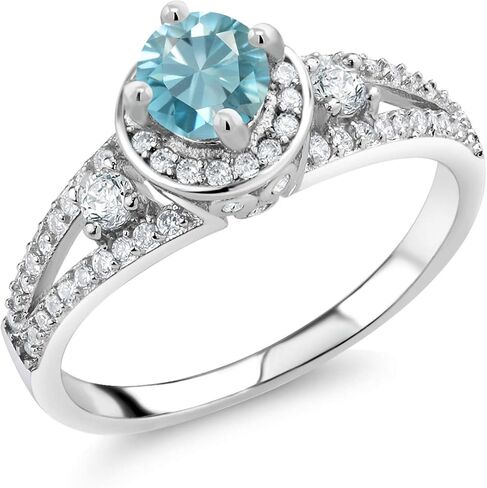 Gem Stone King 925 Sterling Silver 5MM Round Gemstone Birthstone Engagement Ring | Wedding Anniversary Promise Ring For Women | Available In Size 5, 6, 7, 8, 9 in Saudi Arabia