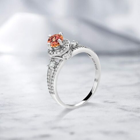 Gem Stone King 925 Sterling Silver 5MM Round Gemstone Birthstone Engagement Ring | Wedding Anniversary Promise Ring For Women | Available In Size 5, 6, 7, 8, 9 in Saudi Arabia