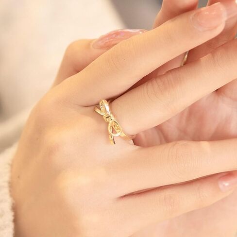 Bow Ring for Women Gold Bow Knot Ring Adjustable Open Promise Rings for Women Dainty Jewelry in Saudi Arabia