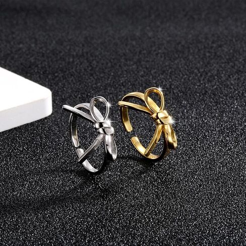Bow Ring for Women Gold Bow Knot Ring Adjustable Open Promise Rings for Women Dainty Jewelry in Saudi Arabia