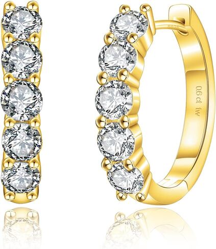 KRKC&CO Moissanite Hoop Earrings for Women, S925 Sterling Silver, D Color VVS1 Clarity 0.6-2.0Ctw Hypoallergenic Huggie Earrings Stud, White Gold Plated Jewelry for Her in Saudi Arabia
