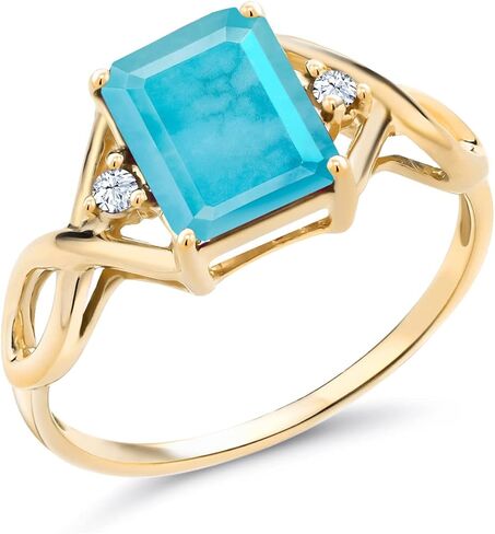 خاتم جوهرة الأحجار الكريمة من Gem Stone King 1-3 Cttw للنساء من الفضة المطلية بالذهب الأصفر عيار 18 قيراط | قطع الزمرد 9X7MM | الذكرى السنوية للزفاف، خاتم الخطوبة، الوعد | متوفر بمقاسات 5، 6، 7، 8، 9 in Kuwait