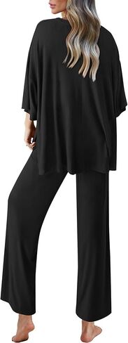 Ekouaer Lounge Sets for Women Pajamas Set Short Sleeve Tops and Long Pants Soft 2 Piece Outfits with Pockets S-XXL in Saudi Arabia