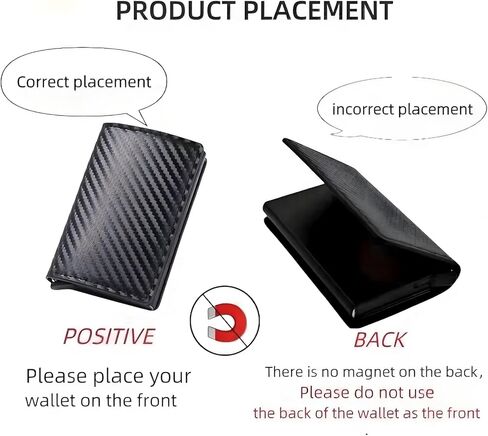 Wallet for Men, Smart Wallet for Men, Simple Credit Card Holder, RFID Barrier, Pop-Up Business Card Box, Three-Fold Carbon Fiber, Small and Ultra-Thin, 9-14 Card Capacity, with Cash Slot in Saudi Arabia