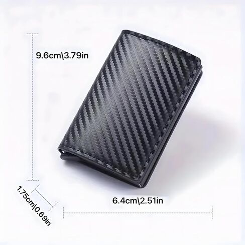 Wallet for Men, Smart Wallet for Men, Simple Credit Card Holder, RFID Barrier, Pop-Up Business Card Box, Three-Fold Carbon Fiber, Small and Ultra-Thin, 9-14 Card Capacity, with Cash Slot in Saudi Arabia