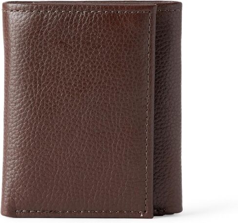 محفظة ثلاثية الطي من الجلد المحبب بالكامل للرجال من Amazon Essentials in Saudi Arabia