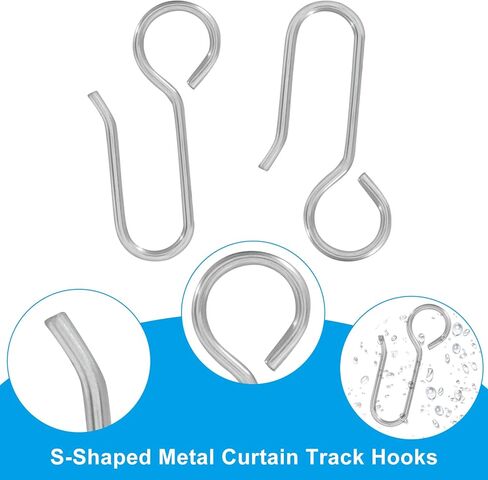 180 Pack S-Shaped Metal Curtain Track Hooks, Small Drapery Hooks Drape Pins, Ceiling Curtain Track Holders for Indoor/Shower/Window in Saudi Arabia