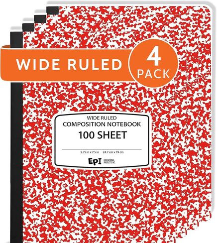 محكم Notebook Marble Wide الذي يحكمه EPI ، الأخضر ، 100 ورقة ، 4 عبوات in Kuwait