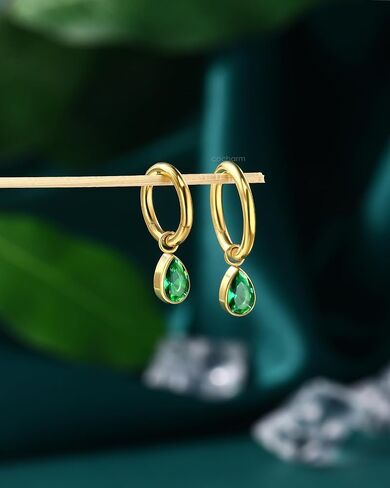COCHARM Emerald G23 Solid Titanium Belly Button Ring, 14G Clicker Gold Belly Navel Rings for Women, Surgical Steel Navel Piercing Jewelry in Saudi Arabia