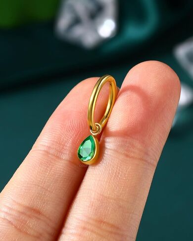 COCHARM Emerald G23 Solid Titanium Belly Button Ring, 14G Clicker Gold Belly Navel Rings for Women, Surgical Steel Navel Piercing Jewelry in Saudi Arabia