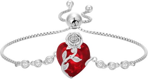 OCJ جوهرة سوار للنساء 925 الفضة الاسترليني روز زهرة القلب تنس سوار مجوهرات الذكرى عيد الميلاد هدايا عيد ميلاد للنساء زوجة صديقتها in Kuwait