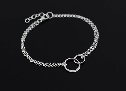 A Charmed Impression Handpicked Daughter, 2 Interlocking Circles Bracelet, Gift for Stepdaughter, Infinite Love, Bonus Daughter, Adopted Child, Silver or Gold Silver in Saudi Arabia