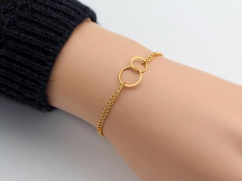 A Charmed Impression Handpicked Daughter, 2 Interlocking Circles Bracelet, Gift for Stepdaughter, Infinite Love, Bonus Daughter, Adopted Child, Silver or Gold Silver in Saudi Arabia