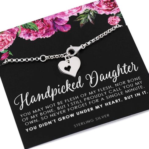 A Charmed Impression Handpicked Daughter, 2 Interlocking Circles Bracelet, Gift for Stepdaughter, Infinite Love, Bonus Daughter, Adopted Child, Silver or Gold Silver in Saudi Arabia