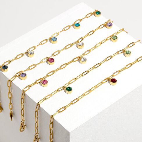EVE'S ADDICTION Custom Gold Tone Three Stone Birthstone Beaded Bracelet (7" long + 1" extender) - Mother's Bracelet - Personalized Gift for Mom - Gifts for Mom in Saudi Arabia