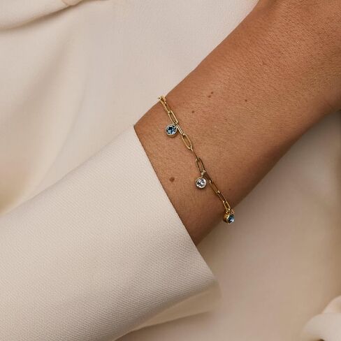 EVE'S ADDICTION Custom Gold Tone Three Stone Birthstone Beaded Bracelet (7" long + 1" extender) - Mother's Bracelet - Personalized Gift for Mom - Gifts for Mom in Saudi Arabia