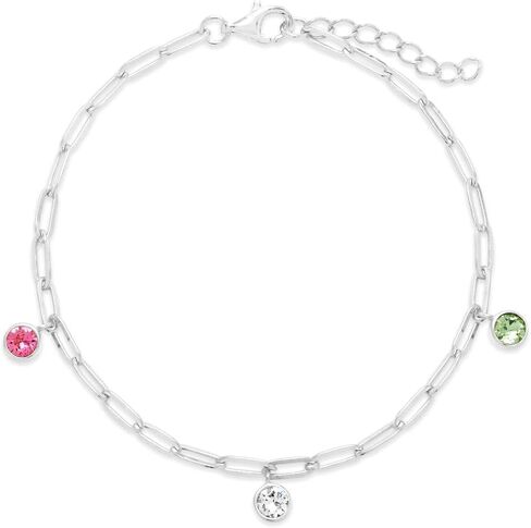 EVE'S ADDICTION Custom Gold Tone Three Stone Birthstone Beaded Bracelet (7" long + 1" extender) - Mother's Bracelet - Personalized Gift for Mom - Gifts for Mom in Saudi Arabia