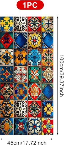 Stained Glass Window Film 17.7x39.3 inch Geometry Grid Floral Window Privacy Film Stained Decals Static Cling Sun Blocking Decor for Home Office Windows Door Glass Partitions in Saudi Arabia