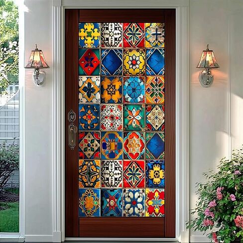 Stained Glass Window Film 17.7x39.3 inch Geometry Grid Floral Window Privacy Film Stained Decals Static Cling Sun Blocking Decor for Home Office Windows Door Glass Partitions in Saudi Arabia