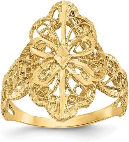 14K Gold Diamond Cut Filigree Ring Size 6 to 7 in Saudi Arabia