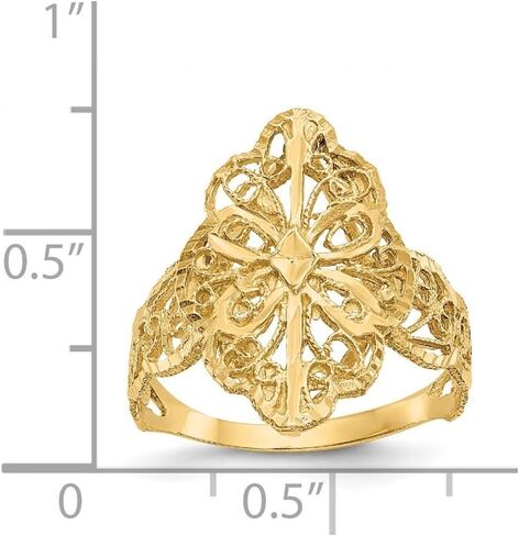 14K Gold Diamond Cut Filigree Ring Size 6 to 7 in Saudi Arabia