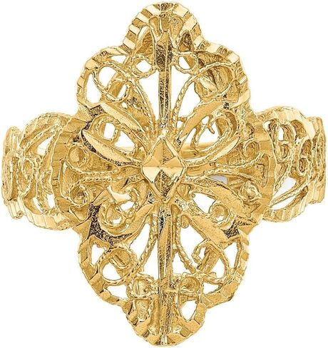 14K Gold Diamond Cut Filigree Ring Size 6 to 7 in Saudi Arabia