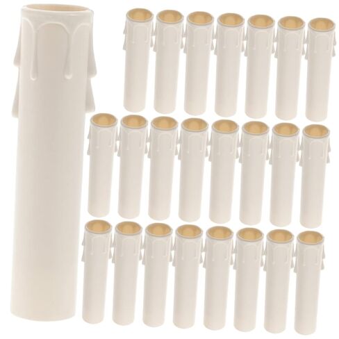 TEHAUX 24pcs Tear Drop Candle Covers Waterproof Plastic Candle Sleeves for Chandelier φ22x105mm Easy to Install for Home Decor and Parties in Saudi Arabia