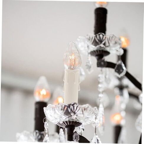 TEHAUX 24pcs Tear Drop Candle Covers Waterproof Plastic Candle Sleeves for Chandelier φ22x105mm Easy to Install for Home Decor and Parties in Saudi Arabia