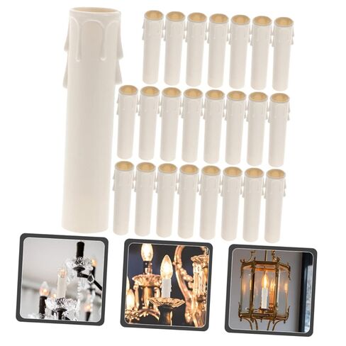 TEHAUX 24pcs Tear Drop Candle Covers Waterproof Plastic Candle Sleeves for Chandelier φ22x105mm Easy to Install for Home Decor and Parties in Saudi Arabia