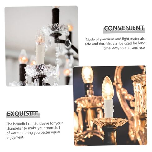 TEHAUX 24pcs Tear Drop Candle Covers Waterproof Plastic Candle Sleeves for Chandelier φ22x105mm Easy to Install for Home Decor and Parties in Saudi Arabia