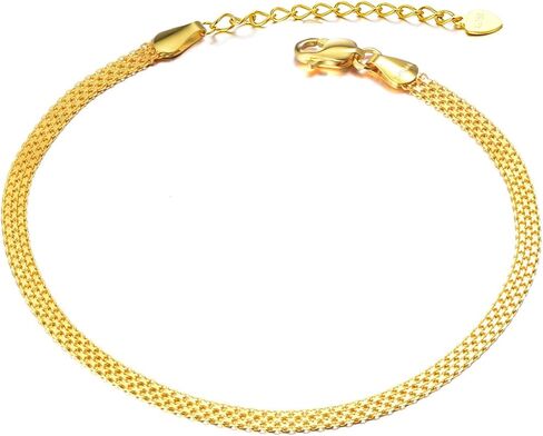 SISGEM Real 18k Gold Mesh-Link Chain Anklet for Ladies, Women Jewelry Ankle Bracelets Gifts for Her, 2.9 mm 9-10.5 Inches in Saudi Arabia