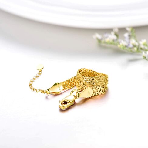 SISGEM Real 18k Gold Mesh-Link Chain Anklet for Ladies, Women Jewelry Ankle Bracelets Gifts for Her, 2.9 mm 9-10.5 Inches in Saudi Arabia