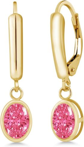 Gem Stone King 14K Yellow Gold Green Tourmaline Earrings For Women (1.70 Cttw, Oval 7X5MM) in Saudi Arabia