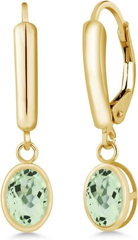 Gem Stone King 14K Yellow Gold Green Tourmaline Earrings For Women (1.70 Cttw, Oval 7X5MM) in Saudi Arabia
