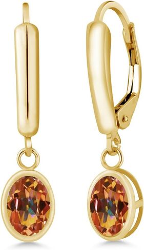 Gem Stone King 14K Yellow Gold Green Tourmaline Earrings For Women (1.70 Cttw, Oval 7X5MM) in Saudi Arabia