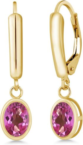 Gem Stone King 14K Yellow Gold Green Tourmaline Earrings For Women (1.70 Cttw, Oval 7X5MM) in Saudi Arabia