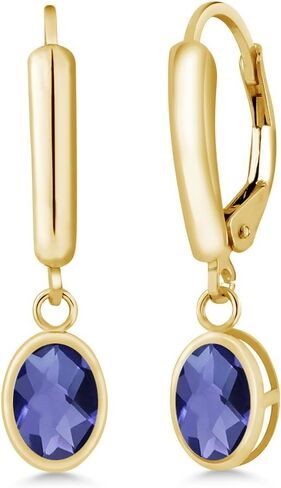 Gem Stone King 14K Yellow Gold Green Tourmaline Earrings For Women (1.70 Cttw, Oval 7X5MM) in Saudi Arabia
