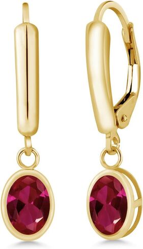 Gem Stone King 14K Yellow Gold Green Tourmaline Earrings For Women (1.70 Cttw, Oval 7X5MM) in Saudi Arabia