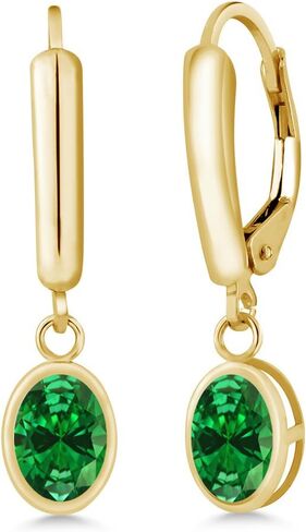 Gem Stone King 14K Yellow Gold Green Tourmaline Earrings For Women (1.70 Cttw, Oval 7X5MM) in Saudi Arabia