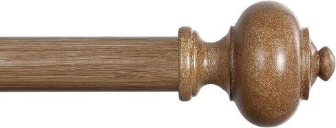 Wood Curtain Rods for Windows 32 to 88 Inch, 1 Inch Heavy Duty Curtain Rods with Imitation Wood Grain Finials, Adjustable Boho Drapery Rod for Bedroom, Kitchen in Saudi Arabia
