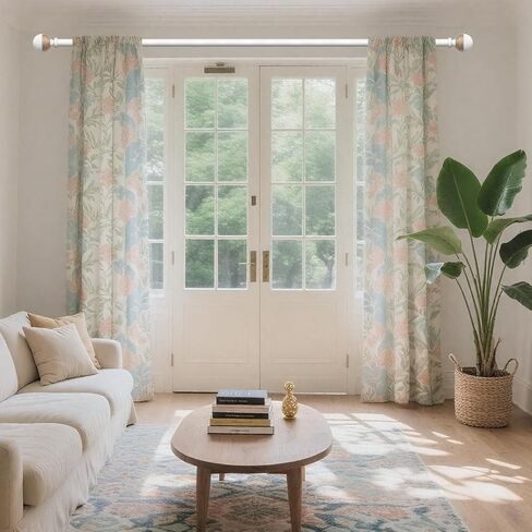 White Boho Curtain Rods for Windows, 1" Adjustable Decorative Heavy Duty Window Treatment Rods 48 to 84 inch with Pinecone Twine Finials, Rustic Farmhouse Drapery Pole for Bedroom in Kuwait