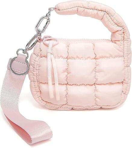 Mini Puffer Bag Quilted Wristlet Wallet for Women Quilted Coin Purse Wristlet Pouch Cute Bag Charm Lipstick bag (Brown) in Saudi Arabia